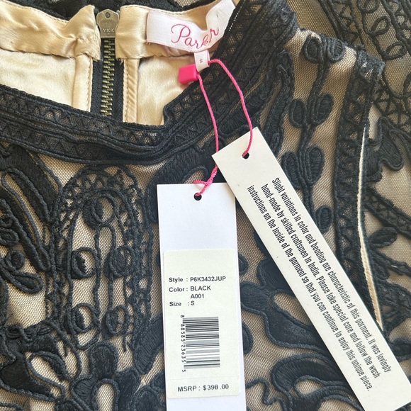 NWT Parker Caddie Black Lace Overlay Cocktail Dress, S - Picture 7 of 7
